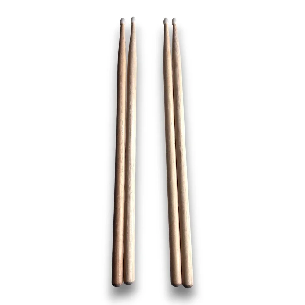 Wooden‎ Drum Sticks Nylon Tip Set of 4 Natural Wood Unbranded 16